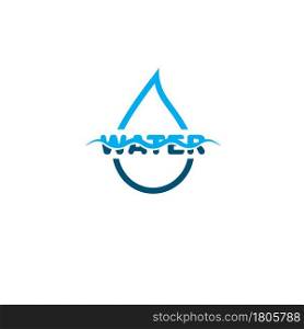 water font wave with water drop icon vector design concept web