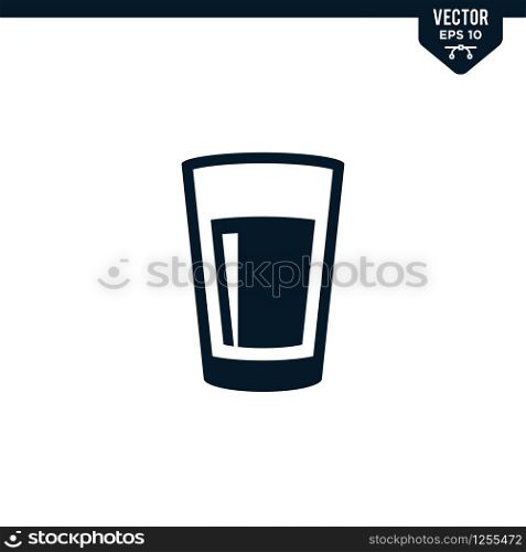 Water Glass icon collection in glyph style, solid color vector
