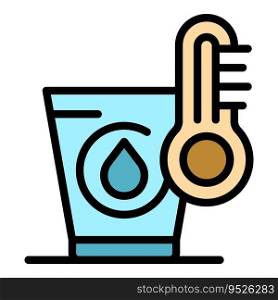 Water glass temperature icon outline vector. Truck bottle. Delivery service color flat. Water glass temperature icon vector flat
