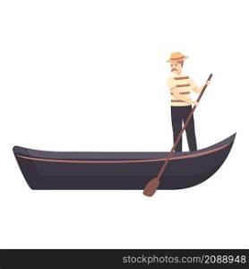 Water gondola icon cartoon vector. Venice boat. Travel italian. Water gondola icon cartoon vector. Venice boat