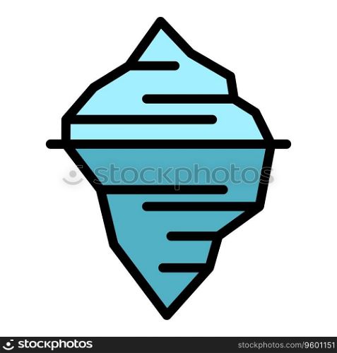 Water iceberg icon outline vector. Underwater glacier. Sea ice berg color flat. Water iceberg icon vector flat