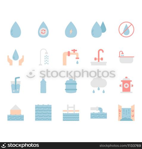 Water icon and symbol set in flat design