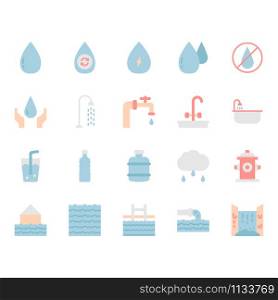 Water icon and symbol set in flat design