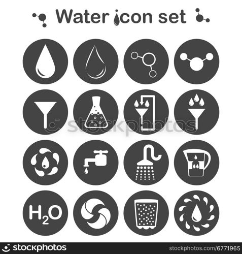 Water icon set, 16 signs, 2d vector, eps 8