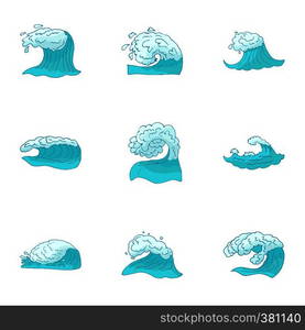 Water icons set. Cartoon illustration of 9 water vector icons for web. Water icons set, cartoon style