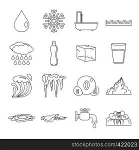 Water icons set. Flat illustration of 16 water vector icons for web. Water icons set, flat style