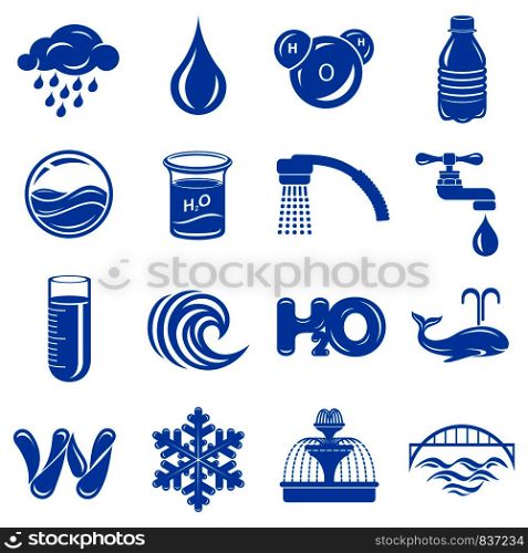 Water icons set. Simple illustration of 16 water vector icons for web. Water icons set, simple style