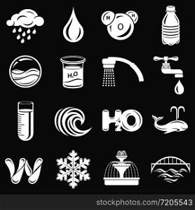 Water icons set vector white isolated on grey background . Water icons set grey vector