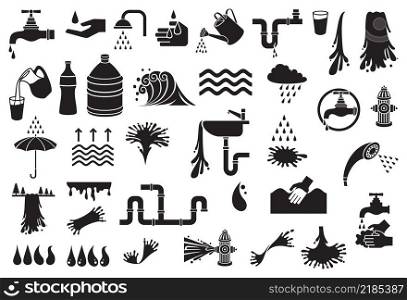 Water icons vector set 