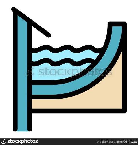 Water in gutter icon. Outline water in gutter vector icon color flat isolated. Water in gutter icon color outline vector