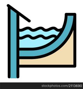 Water in gutter icon. Outline water in gutter vector icon color flat isolated. Water in gutter icon color outline vector