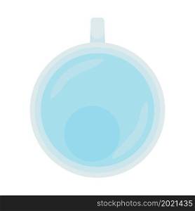 Water in top view cup semi flat color vector object. Full realistic item on white. Mug with clear blue liquid isolated modern cartoon style illustration for graphic design and animation. Water in top view cup semi flat color vector object