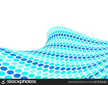 Water inspired ocean swell in blue halftone style dots
