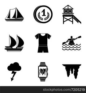 Water instructor icons set. Simple set of 9 water instructor vector icons for web isolated on white background. Water instructor icons set, simple style