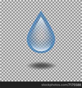 Water isolated drop in realistic trendy design on transparent background. Liquid nature element. EPS 10. Water isolated drop in realistic trendy design on transparent background. Liquid nature element.