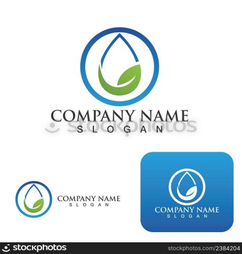 Water leaf drop Logo Template vector illustration design