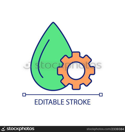 Water management in agriculture RGB color icon. Farming industry technology. Ecology and environment. Isolated vector illustration. Simple filled line drawing. Editable stroke. Arial font used. Water management in agriculture RGB color icon