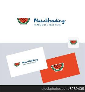 Water melon vector logotype with business card template. Elegant corporate identity. - Vector