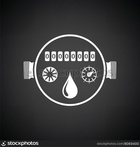 Water meter icon. Black background with white. Vector illustration.