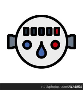 Water Meter Icon. Editable Bold Outline With Color Fill Design. Vector Illustration.
