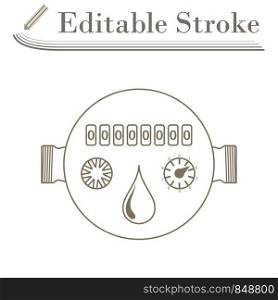 Water Meter Icon. Editable Stroke Simple Design. Vector Illustration.