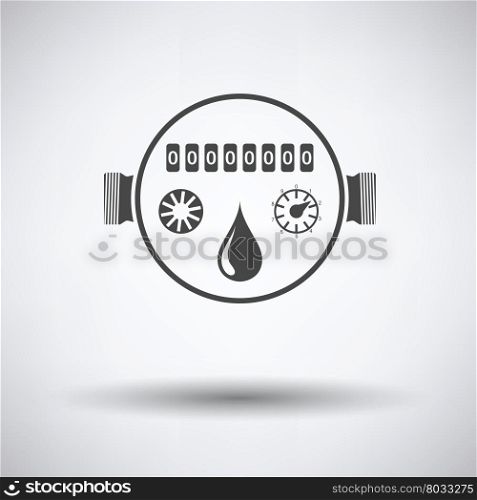 Water meter icon on gray background, round shadow. Vector illustration.