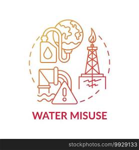 Water misuse concept icone. Waste of water idea thin line illustration. Environmental issue. Vector isolated outline RGB color drawing. Water pollution. Water misuse concept icone