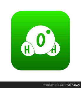 Water molecule icon digital green for any design isolated on white vector illustration. Water molecule icon digital green