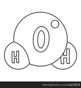 Water molecule icon. Outline illustration of water molecule vector icon for web. Water molecule icon, outline style