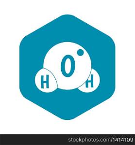 Water molecule icon. Simple illustration of water molecule vector icon for web. Water molecule icon, simple style