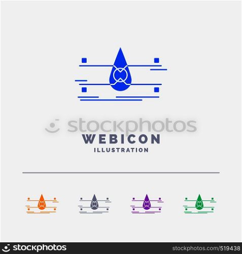 water, Monitoring, Clean, Safety, smart city 5 Color Glyph Web Icon Template isolated on white. Vector illustration. Vector EPS10 Abstract Template background