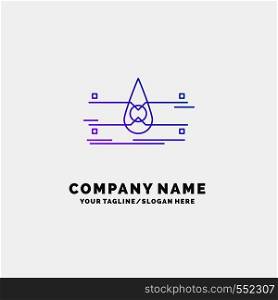 water, Monitoring, Clean, Safety, smart city Purple Business Logo Template. Place for Tagline. Vector EPS10 Abstract Template background