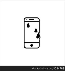 Water On Smart Phone Icon Vector Art Illustration. Water On Smart Phone Icon