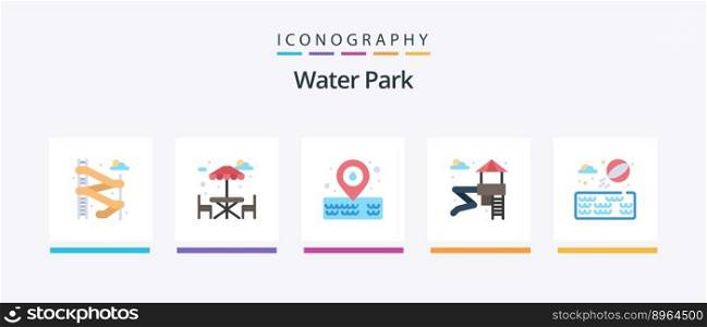 Water Park Flat 5 Icon Pack Including . park. park. beach ball. Creative Icons Design