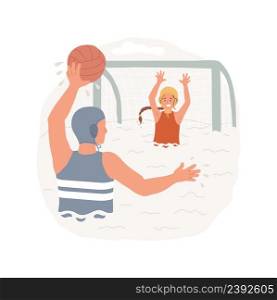 Water polo isolated cartoon vector illustration Family playing water polo, father throwing a ball to a child, swimming pool game, summer resort, watersport, aquatic fitness vector cartoon.. Water polo isolated cartoon vector illustration