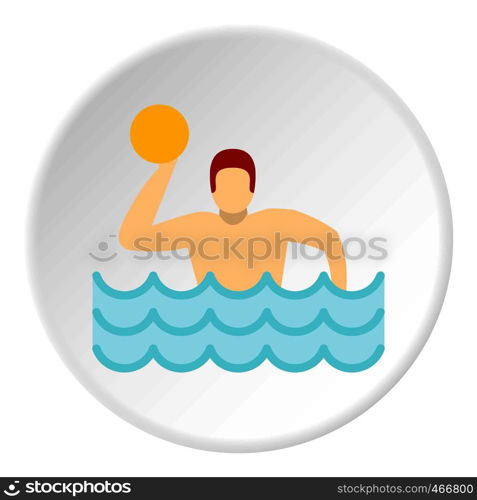 Water polo player in swimming pool icon in flat circle isolated vector illustration for web. Water polo player in swimming pool icon circle