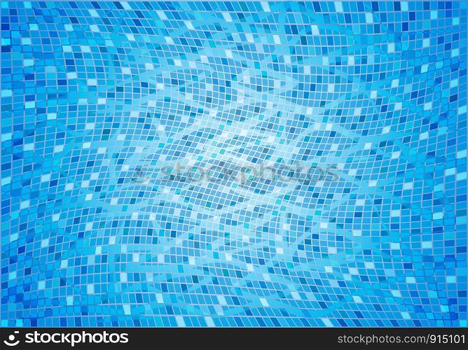 water pool background with mosaic tiles under water, stock vector illustration