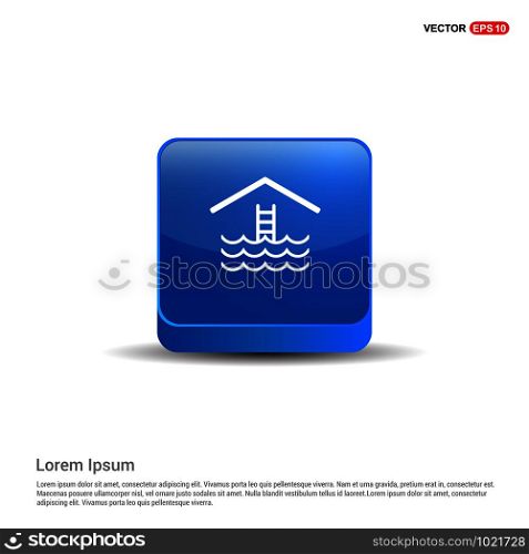 Water pool icon - 3d Blue Button.