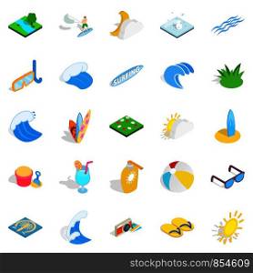 Water procedure icons set. Isometric set of 25 water procedure vector icons for web isolated on white background. Water procedure icons set, isometric style