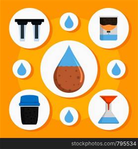Water purification concept background. Flat illustration of water purification vector concept background for web design. Water purification concept background, flat style