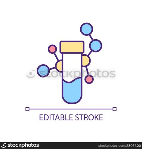 Water quality analysis RGB color icon. Chemical elements in sample. Environmental monitoring. Isolated vector illustration. Simple filled line drawing. Editable stroke. Arial font used. Water quality analysis RGB color icon