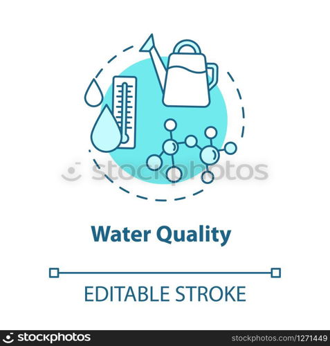 Water quality concept icon. Home gardening. Rainwater or melted snow. Watering houseplants idea thin line illustration. Vector isolated outline RGB color drawing. Editable stroke