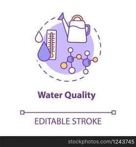 Water quality concept icon. Rainwater or melted snow. Home gardening. Watering houseplants idea thin line illustration. Vector isolated outline RGB color drawing. Editable stroke