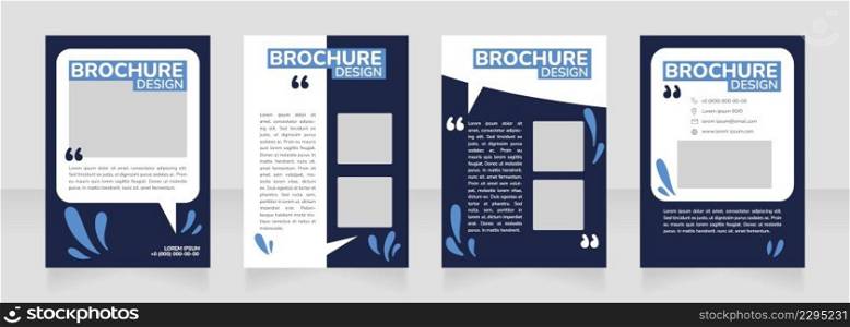 Water resources and flora blank brochure design. Template set with copy space for text. Premade corporate reports collection. Editable 4 paper pages. Nunito ExtraBold, SemiBold, Regular fonts used. Water resources and flora blank brochure design