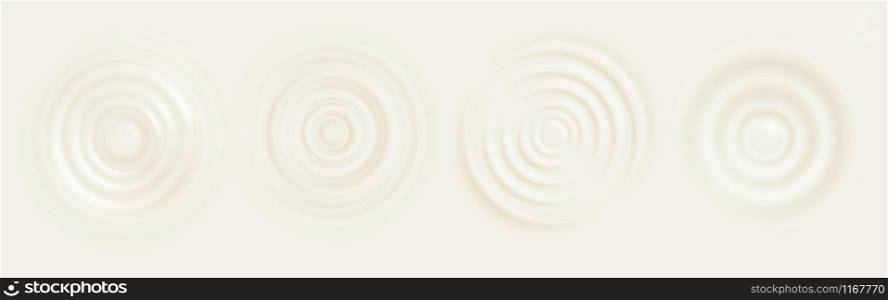 Water ripple. 3D wave effect with concentric circles on white background, milk drop splash effect. Vector illustrations water abstract waves surface circles on light. Water ripple. 3D wave effect with concentric circles on white background, milk drop splash effect. Vector water surface circles