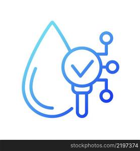 Water safety gradient linear vector icon. Liquid, fluid proof technology. Internet of Things. Smart gadget. Thin line color symbol. Modern style pictogram. Vector isolated outline drawing. Water safety gradient linear vector icon
