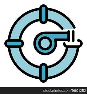 Water safety training icon outline vector. Safe whistle. Kid guard color flat. Water safety training icon vector flat