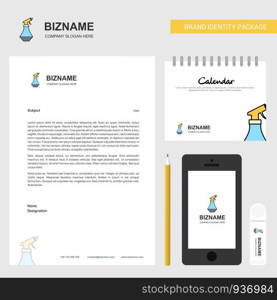 Water shower Business Letterhead, Calendar 2019 and Mobile app design vector template