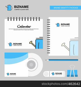 Water shower Logo, Calendar Template, CD Cover, Diary and USB Brand Stationary Package Design Vector Template