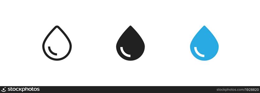 Water simple icon. Drop symbol, oil concept. Rain logo in vector flat style.